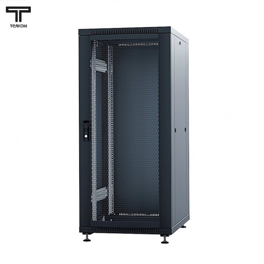 ТЕЛКОМ ТС-18.6.6-ПМ.9005М Шкаф напольный 18U 600x600x920мм (ШхГхВ) телекоммуникационный 19", передняя дверь перфорированная - задняя дверь металлическая, цвет черный (RAL9005М) (5 мест)